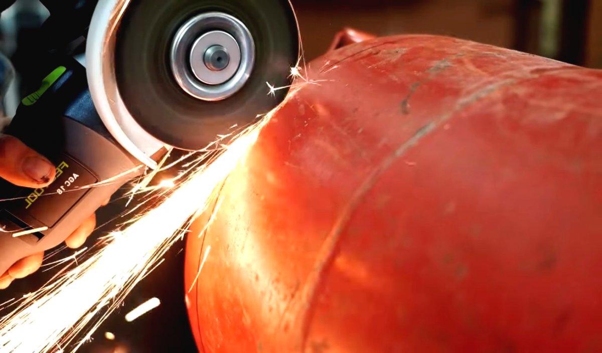 Механическая корзина для мусора из старого газового баллона - фото 5