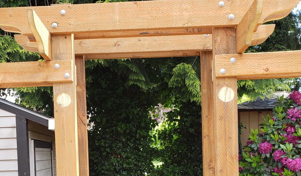 Арка из дерева с двойными качелями - фото 41