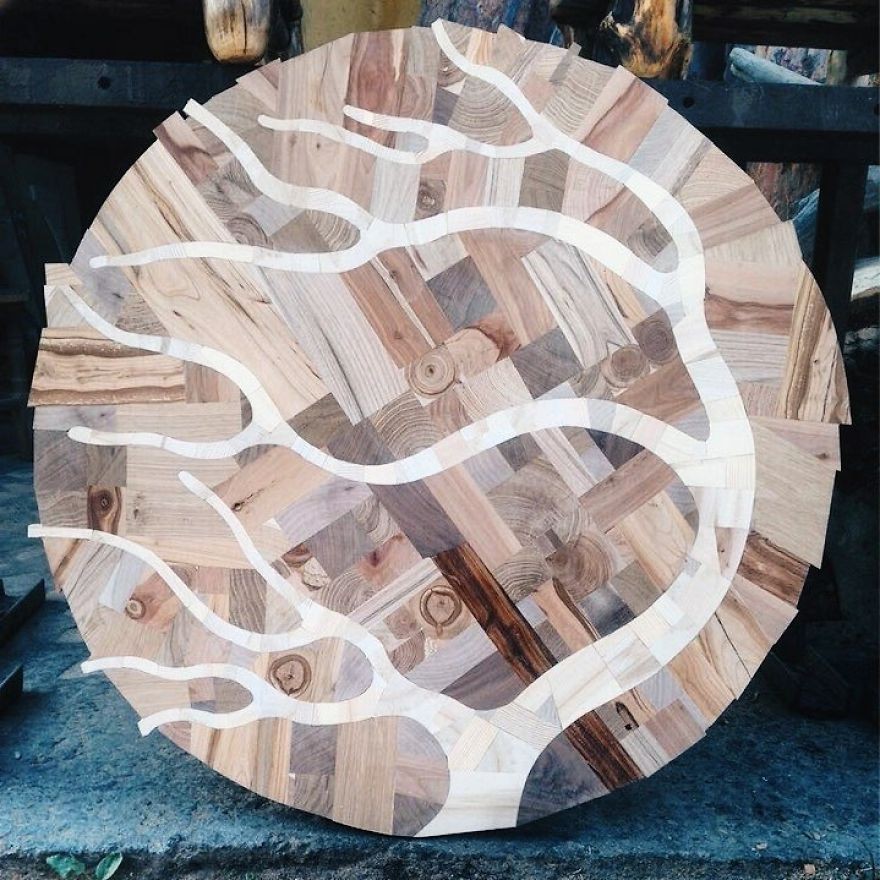 Интересный стол из 12 разных видов дерева - фото 4