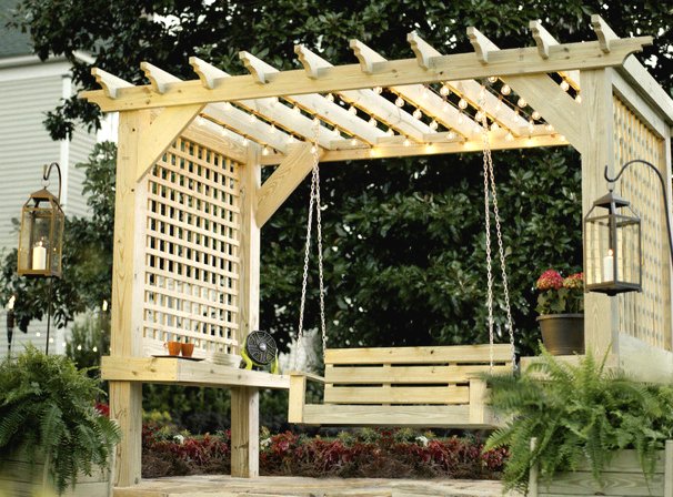 Деревянные качели для дачи - фото 3