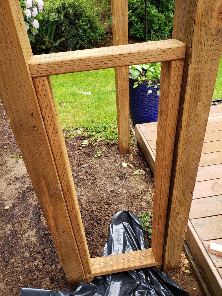 Арка из дерева с двойными качелями - фото 46