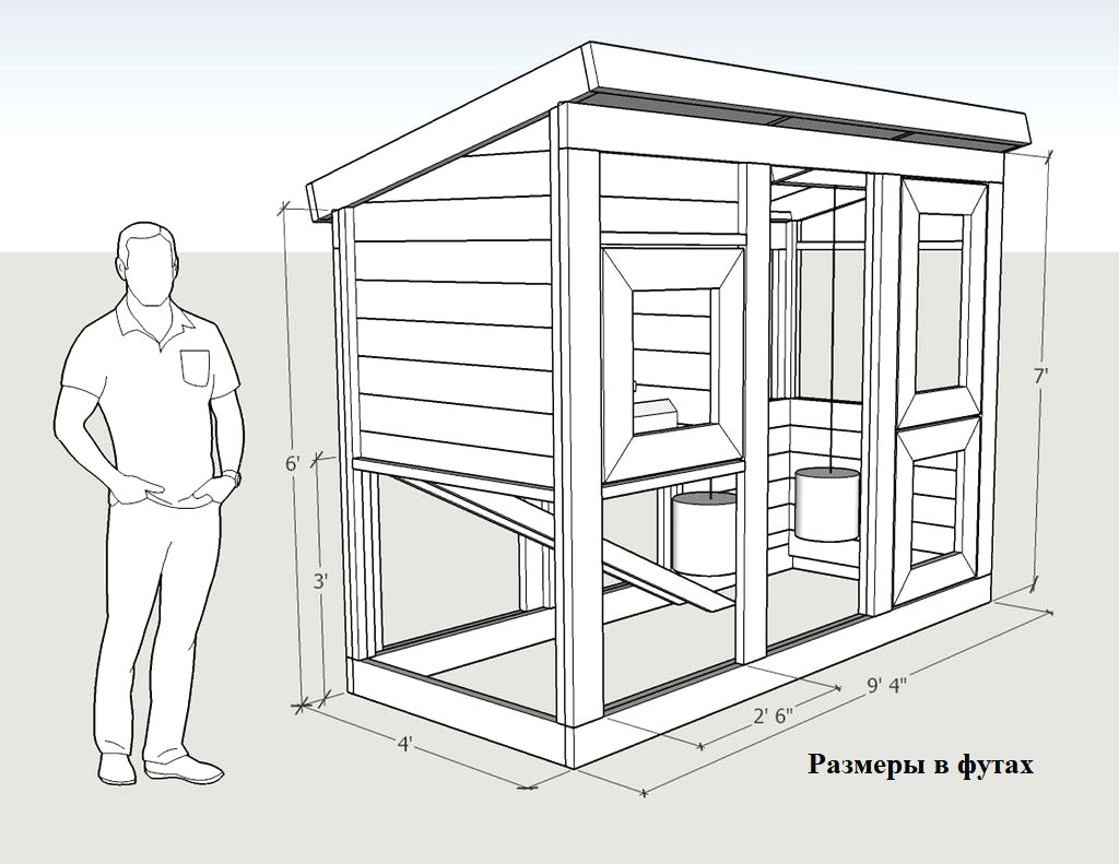 Домик для кур чертеж