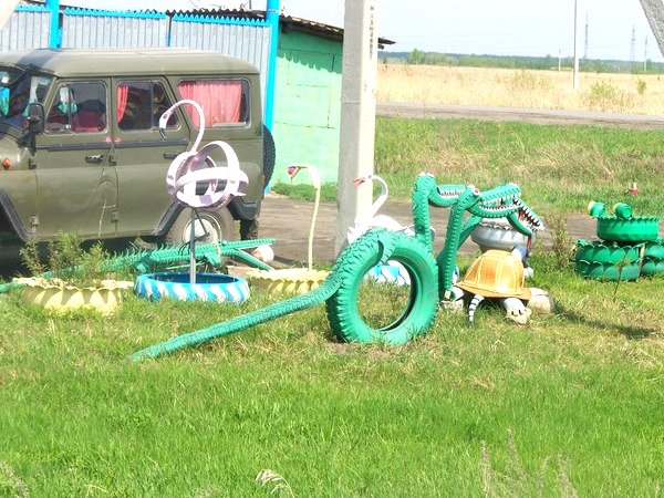 Змей Горыныч из автопокрышки - фото 2