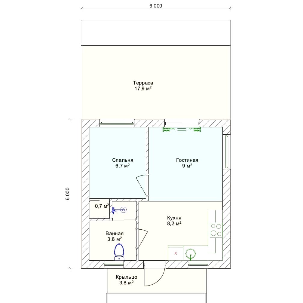 Проект дома 6 х 6 метров - фото 4