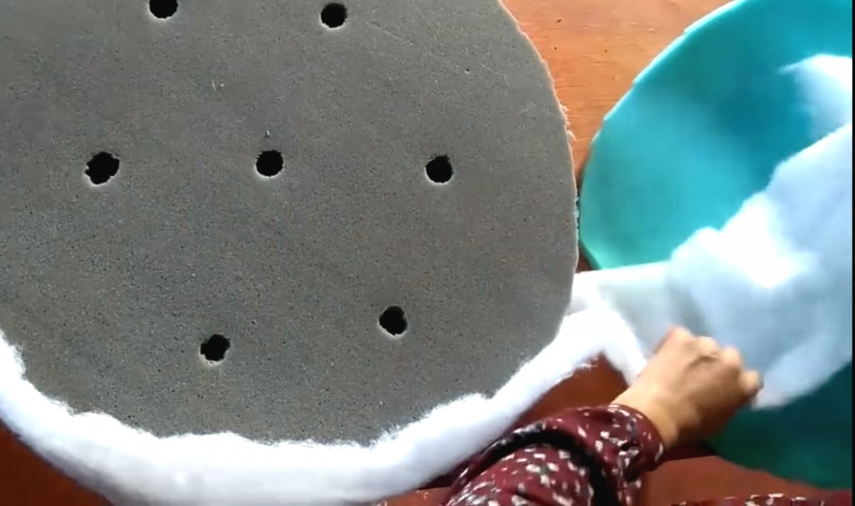 Оригинальный пуф из автопокрышки - фото 14