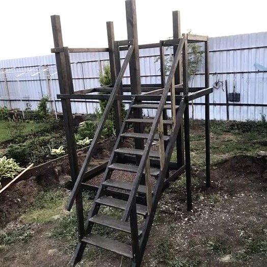 Детская горка с качелями из дерева - фото 5