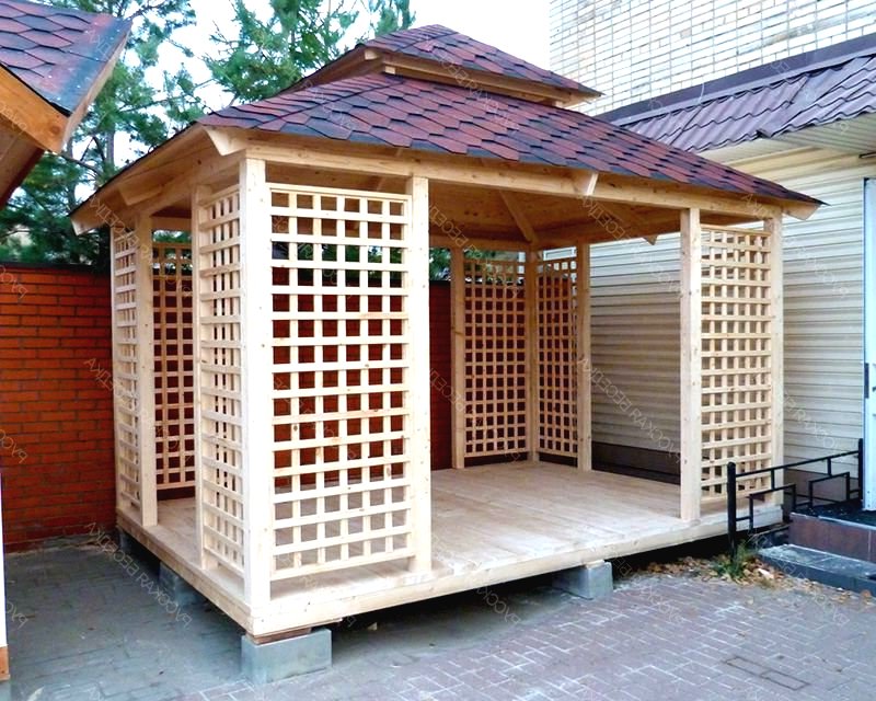 Оригинальные беседки из дерева 3х3 метра - фото 4