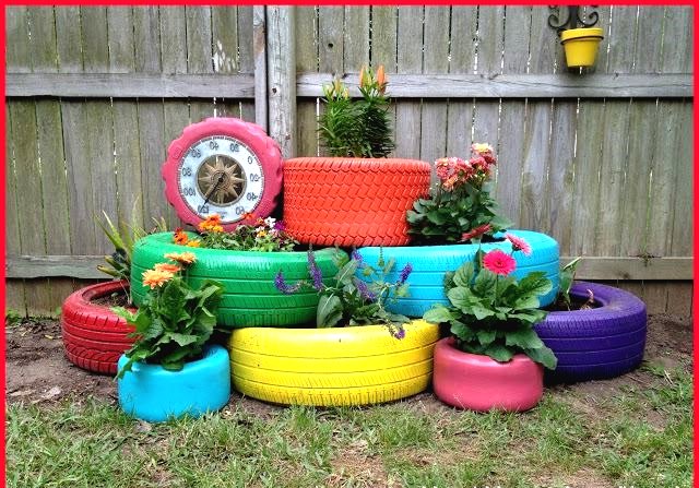 Оригинальная клумба из автопокрышек - фото 4