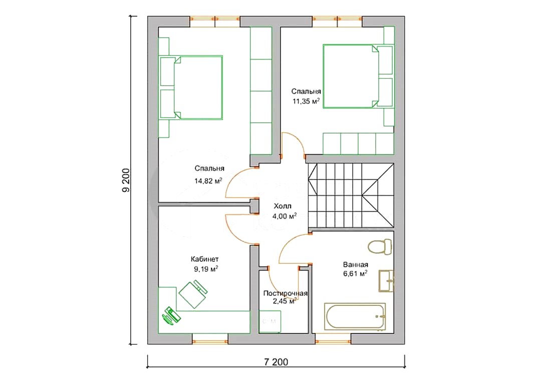 Проект двухэтажного дома 7х9 - фото 5