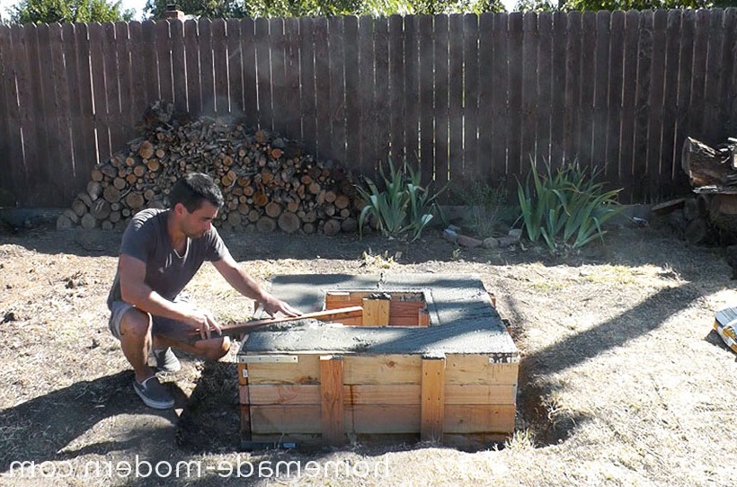 Уличный очаг из бетона - фото 9