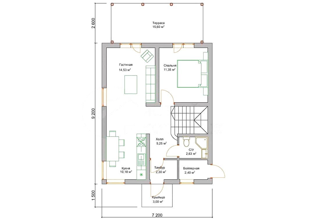 Проект двухэтажного дома 7х9 - фото 4