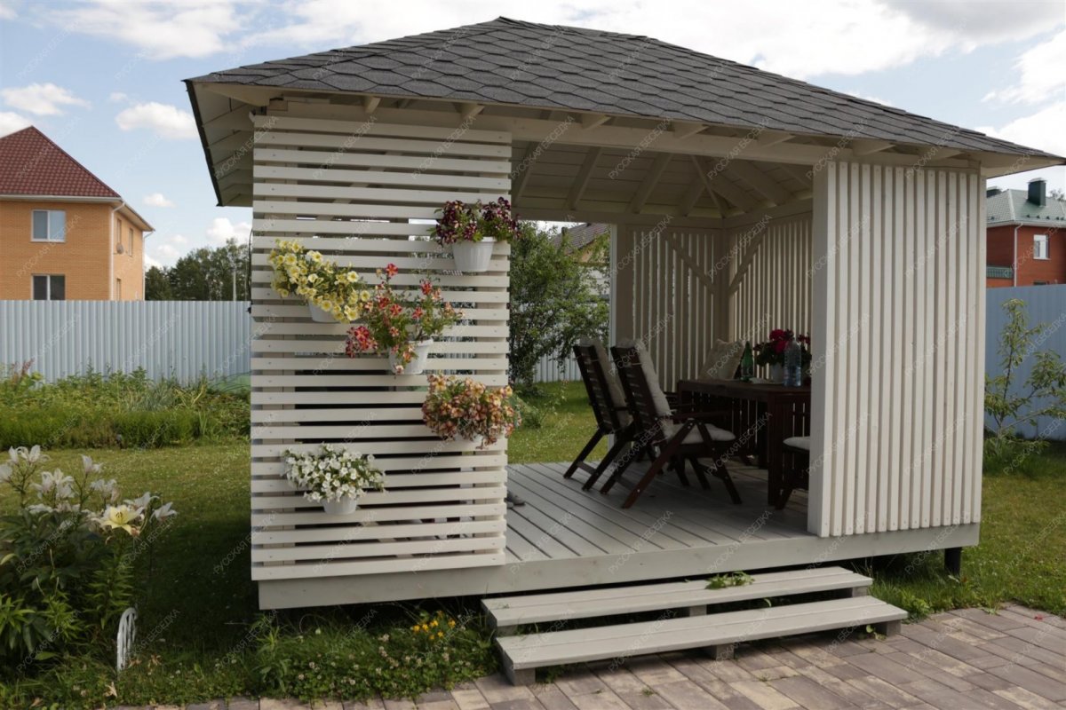 Оригинальные беседки из дерева 3х3 метра - фото 5