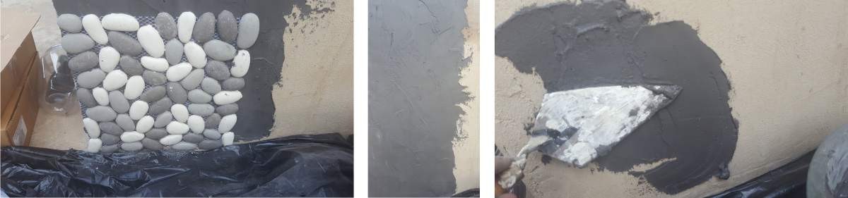 Как облицовать стену патио за один день плитками из гальки - фото 4