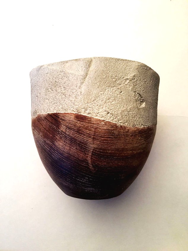 Оригинальный горшок из дерева и бетона - фото 9