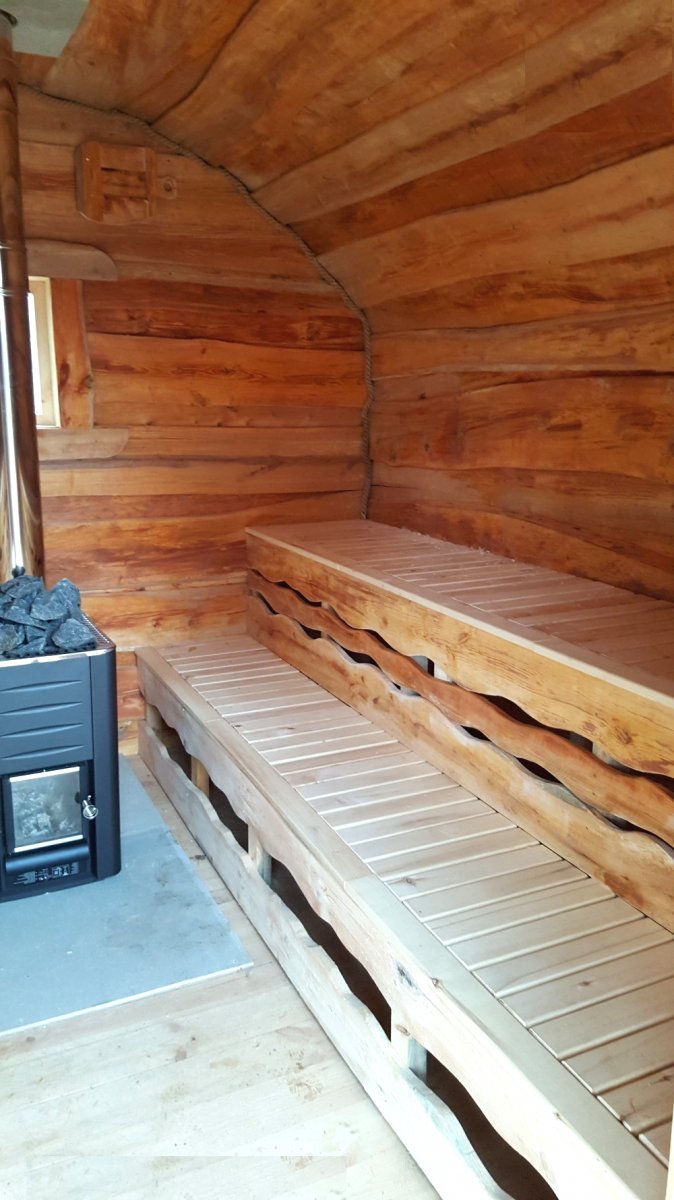 Кедровая сауна с круглой крышей - фото 17