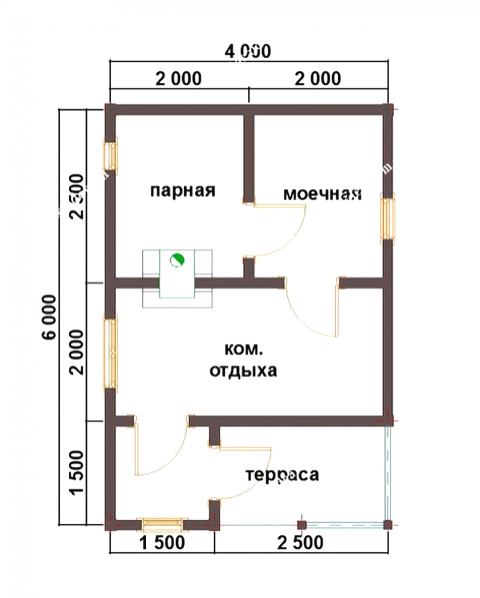 Баня из бруса 6х4 метра - фото 2