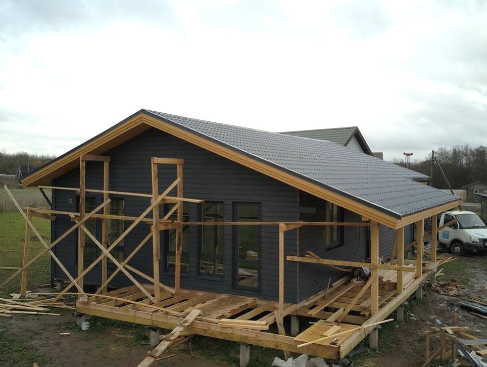 Одноэтажный каркасный дом из дерева - фото 11