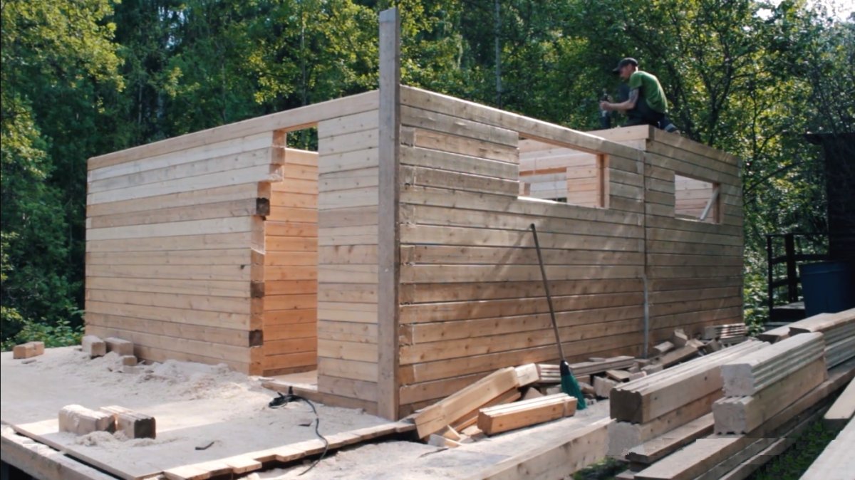 Оригинальная баня из бруса - фото 12