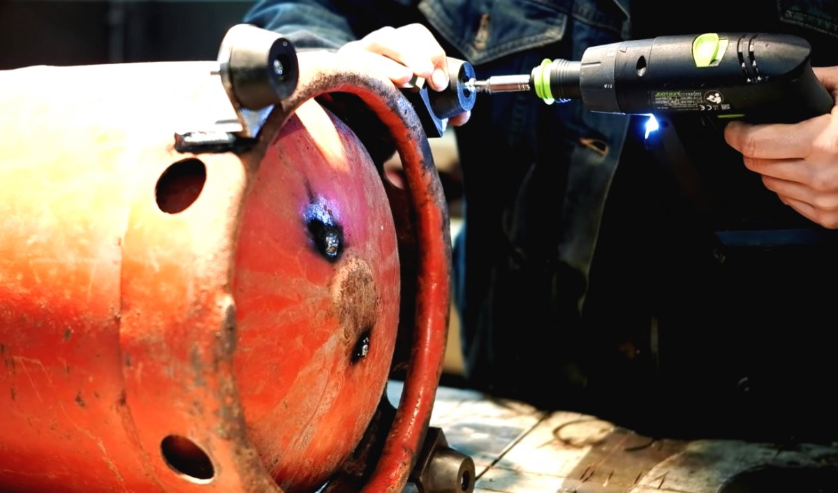 Механическая корзина для мусора из старого газового баллона - фото 15