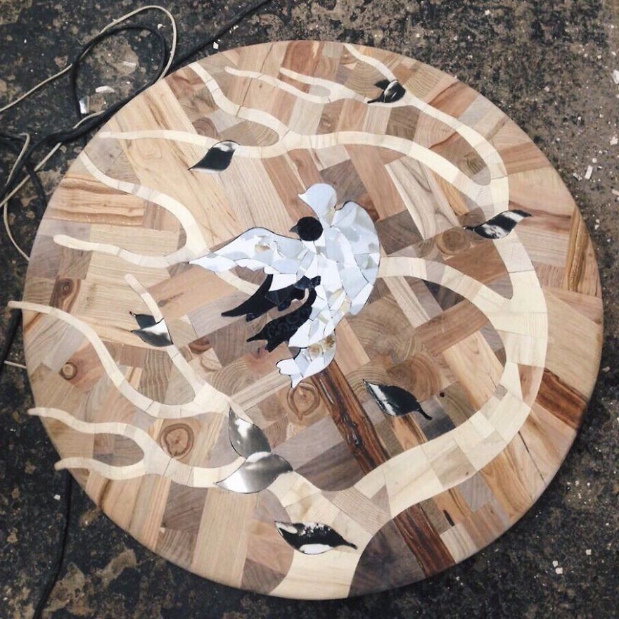 Интересный стол из 12 разных видов дерева - фото 7