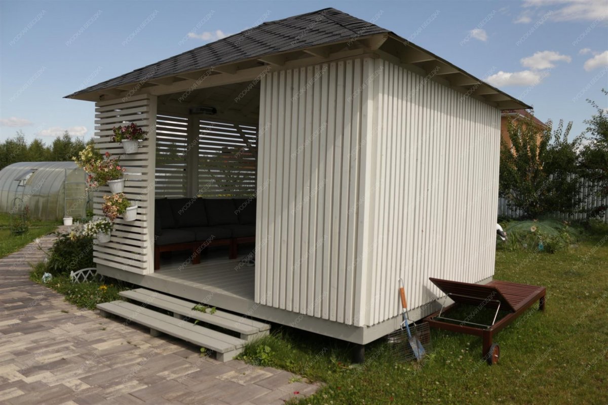 Оригинальные беседки из дерева 3х3 метра - фото 6