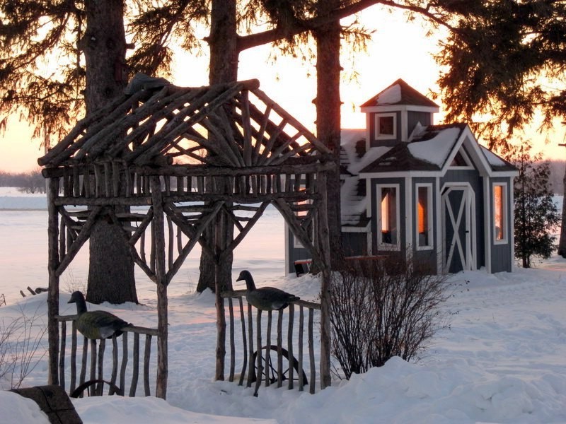 Беседка из стволов деревьев - фото 12