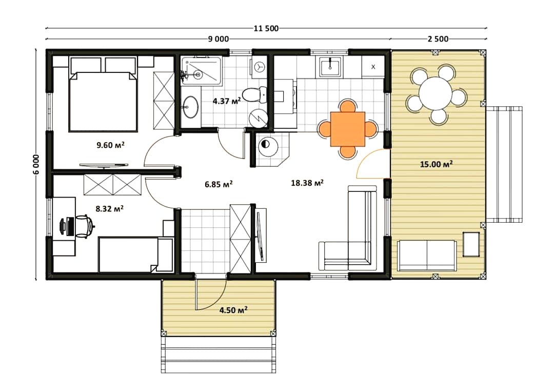 Дом из дерева 6х9 метров - фото 8