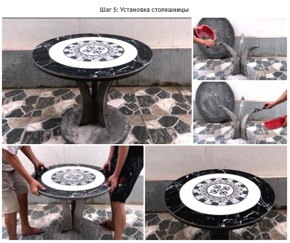 Садовый стол своими руками из керамической плитки - фото 6