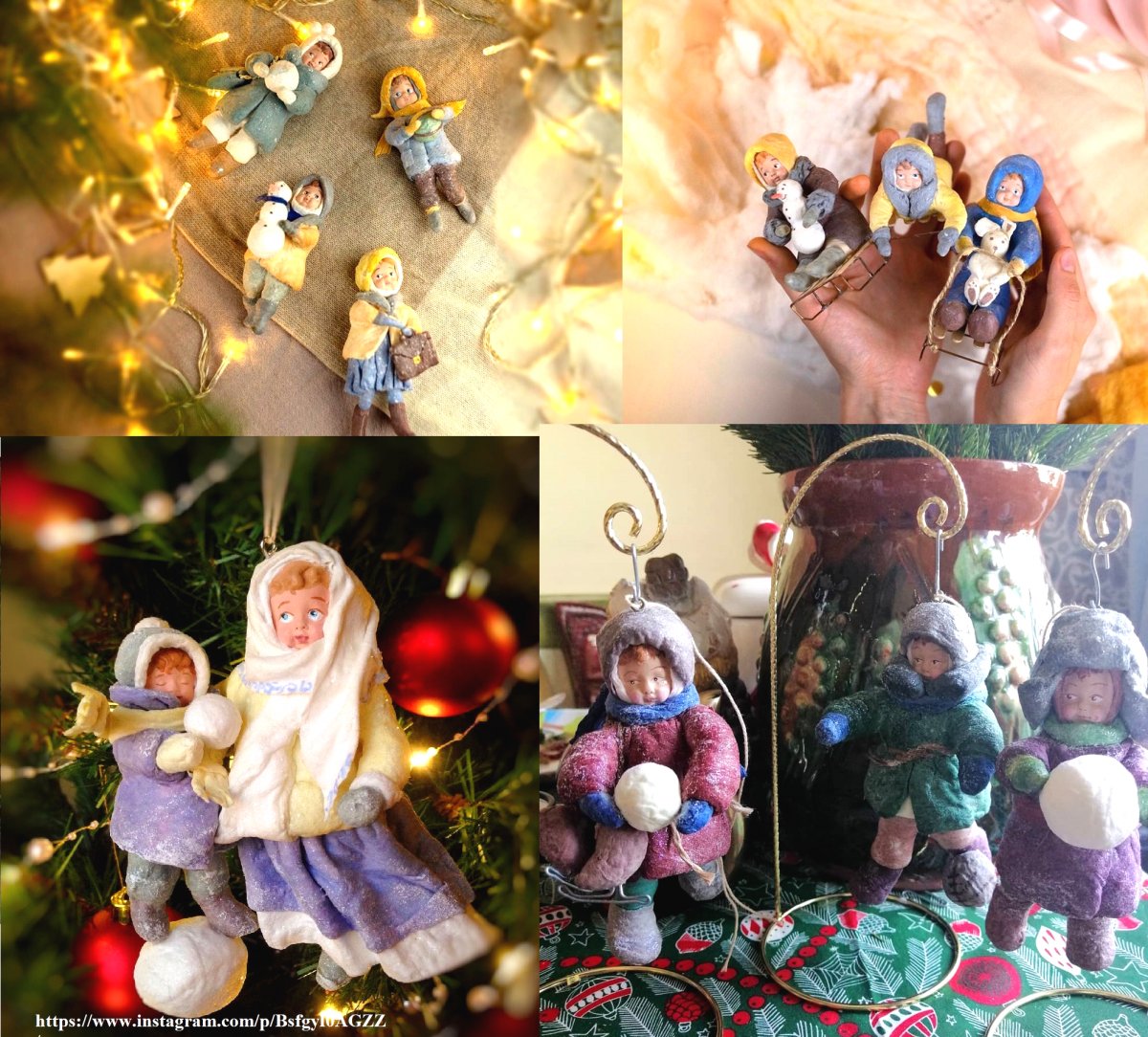 Новогодние елочные игрушки из ваты - фото 3