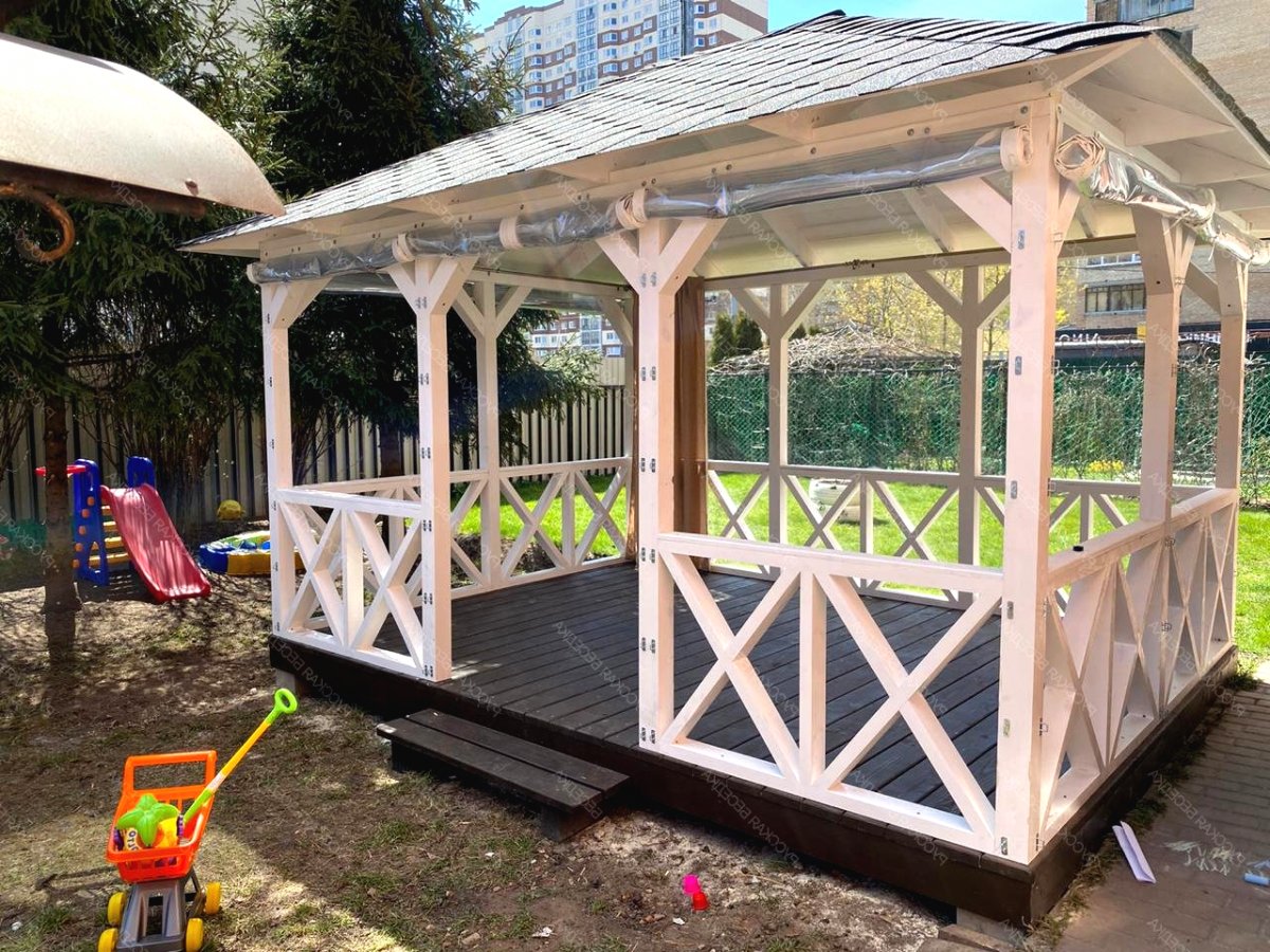 Оригинальные беседки из дерева 3х3 метра - фото 2