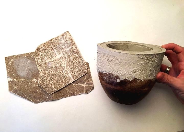 Оригинальный горшок из дерева и бетона - фото 8