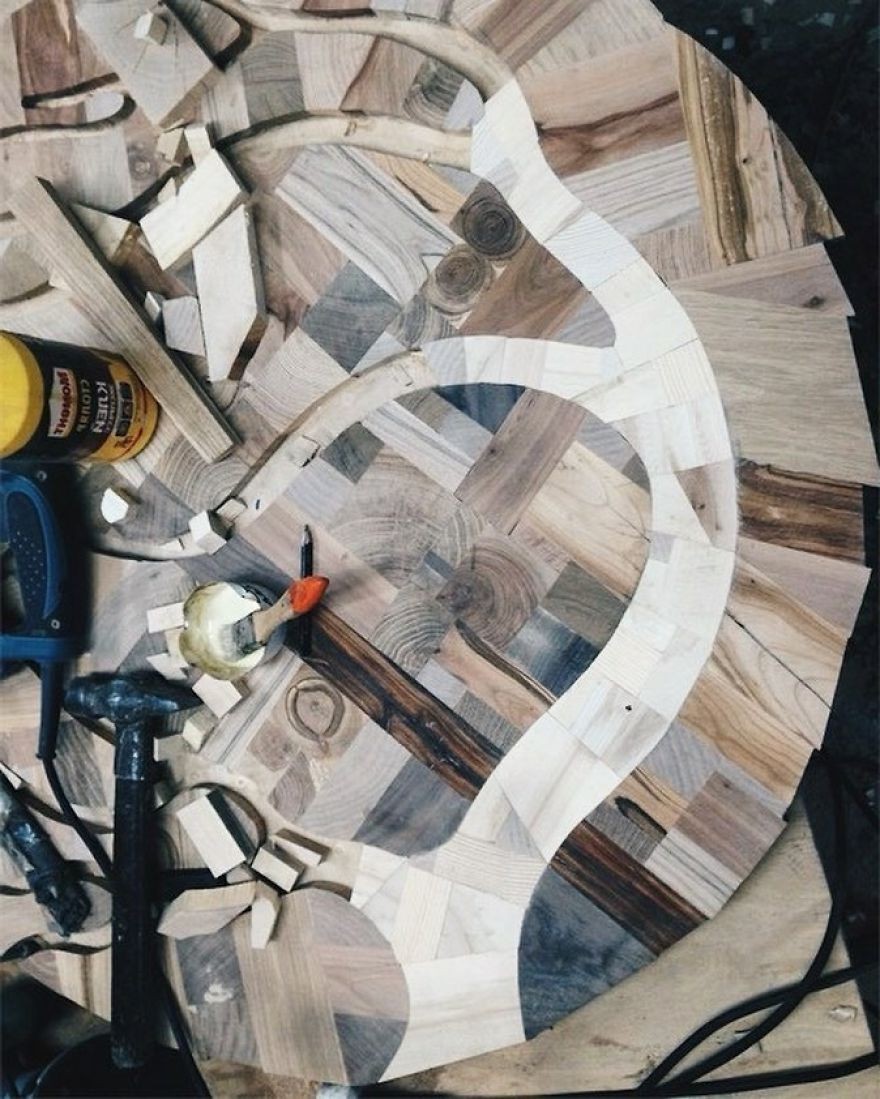 Интересный стол из 12 разных видов дерева - фото 3